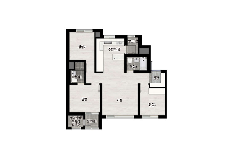 구리역 롯데캐슬 시그니처 전용 59A 평면도