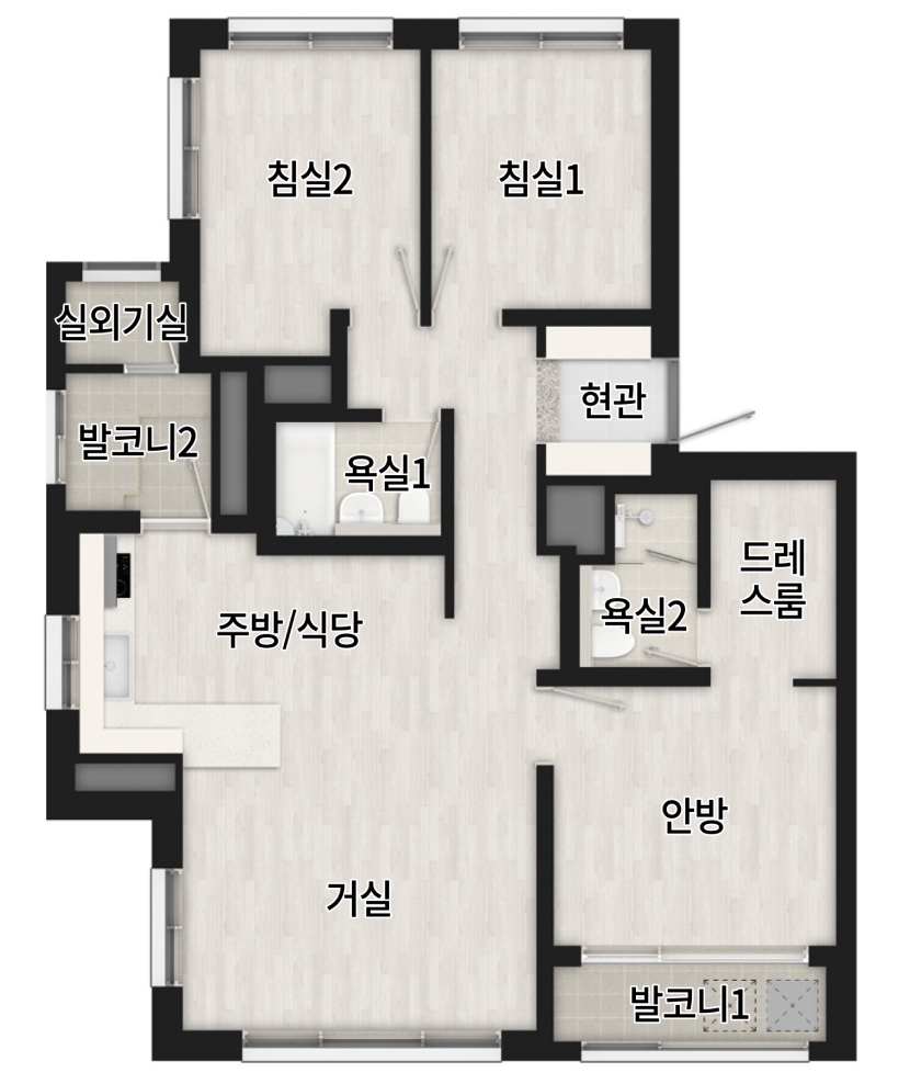 광명 시티프라디움 에듀하임 59제곱미터 B 평면도