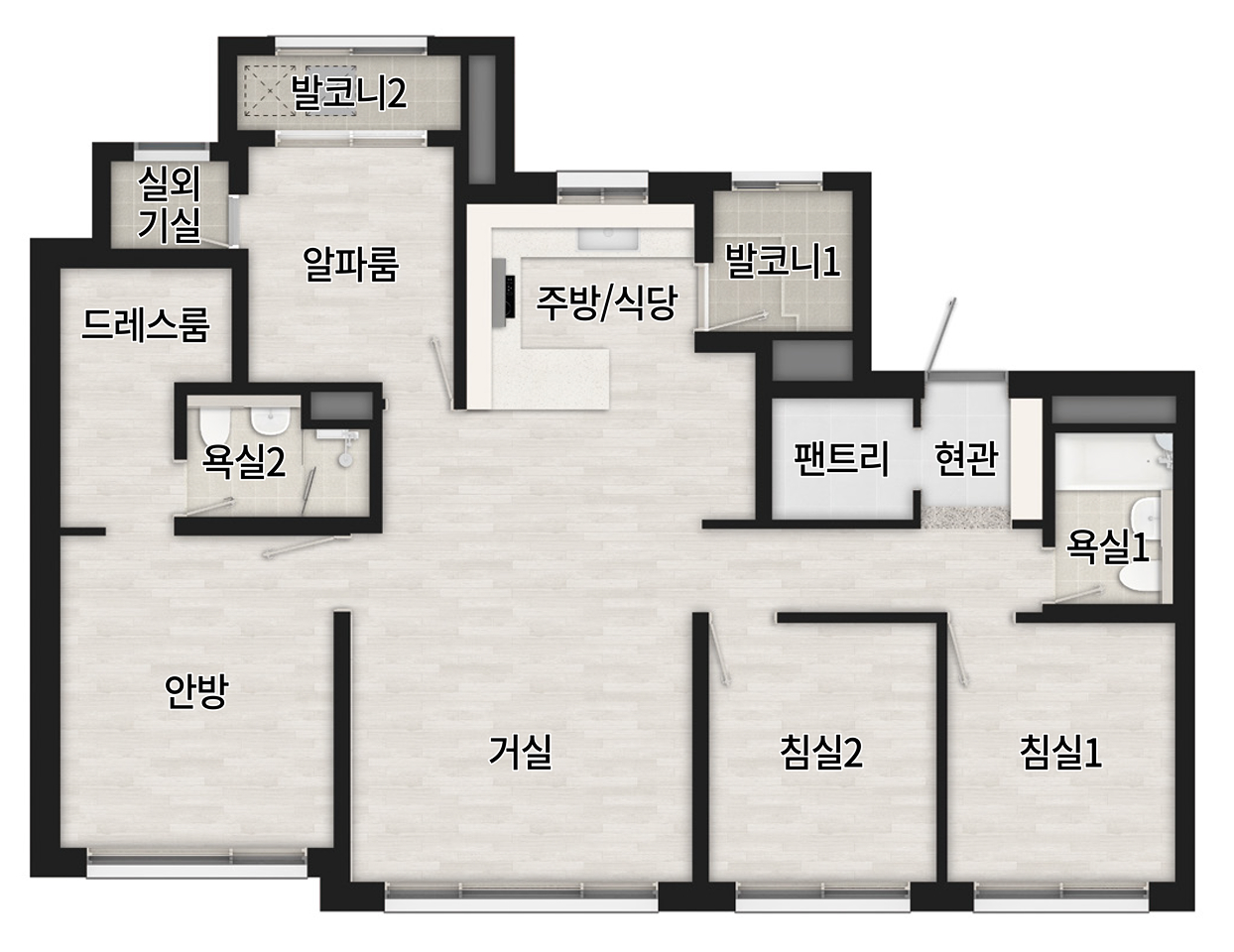 광명 시티프라디움 에듀하임 84제곱미터 A 평면도
