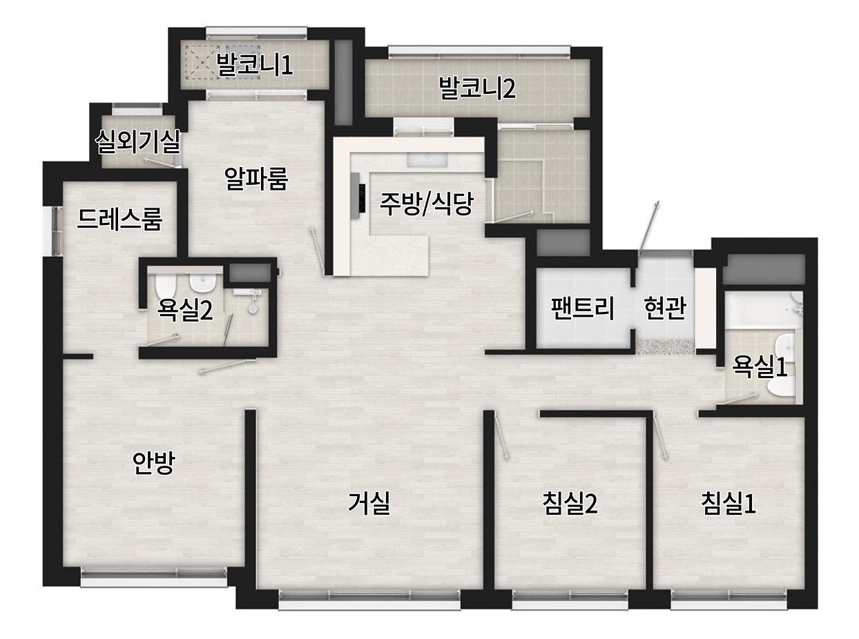 광명 시티프라디움 에듀하임 84제곱미터 B 평면도