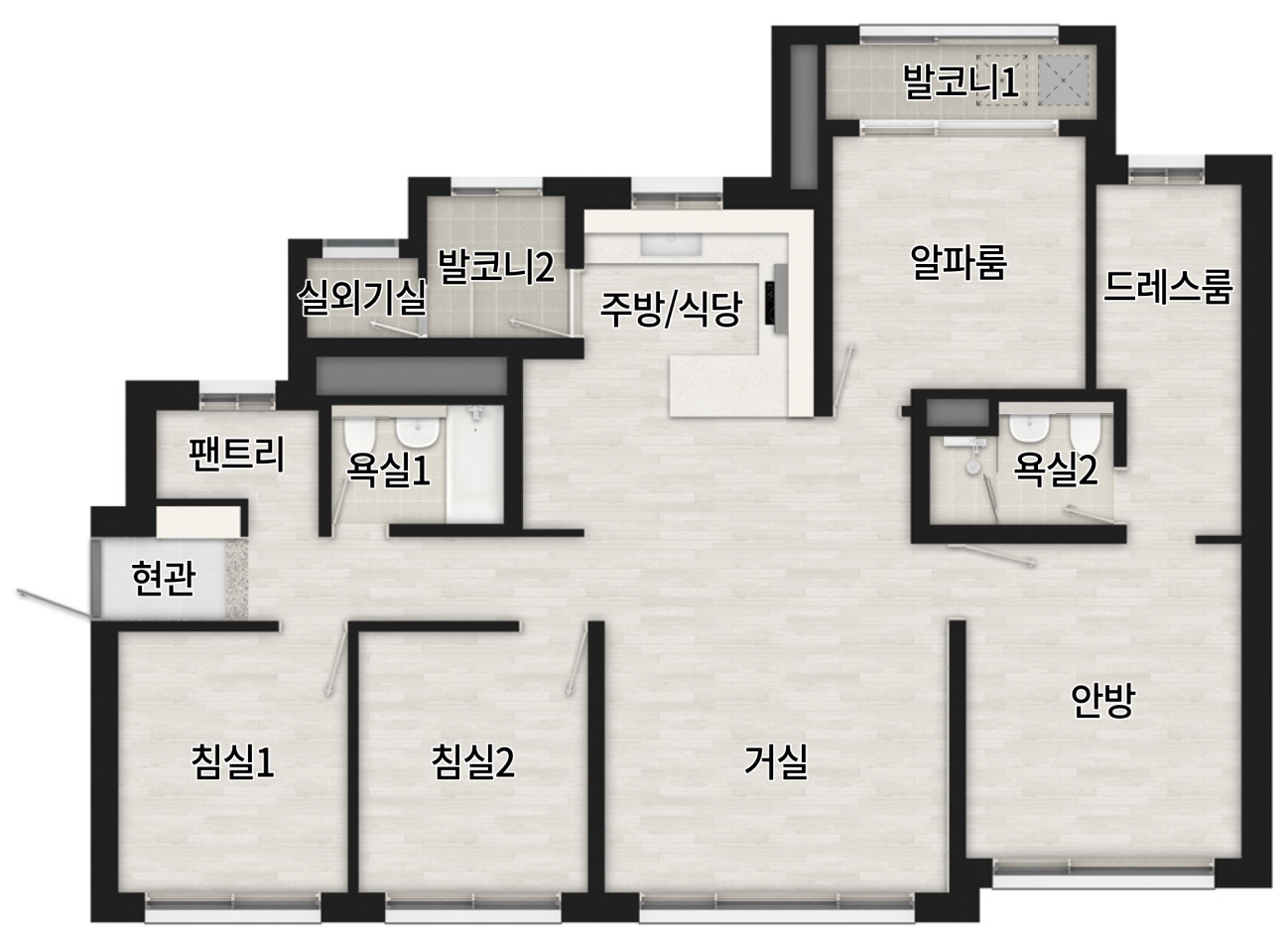 광명 시티프라디움 에듀하임 84제곱미터 C 평면도