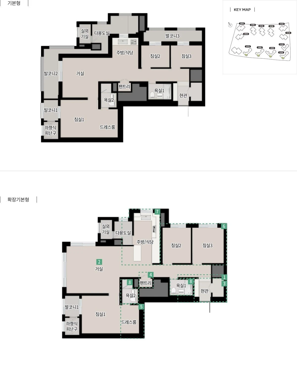 한강 푸르지오 리버프론트 84제곱미터 D타입 평면도