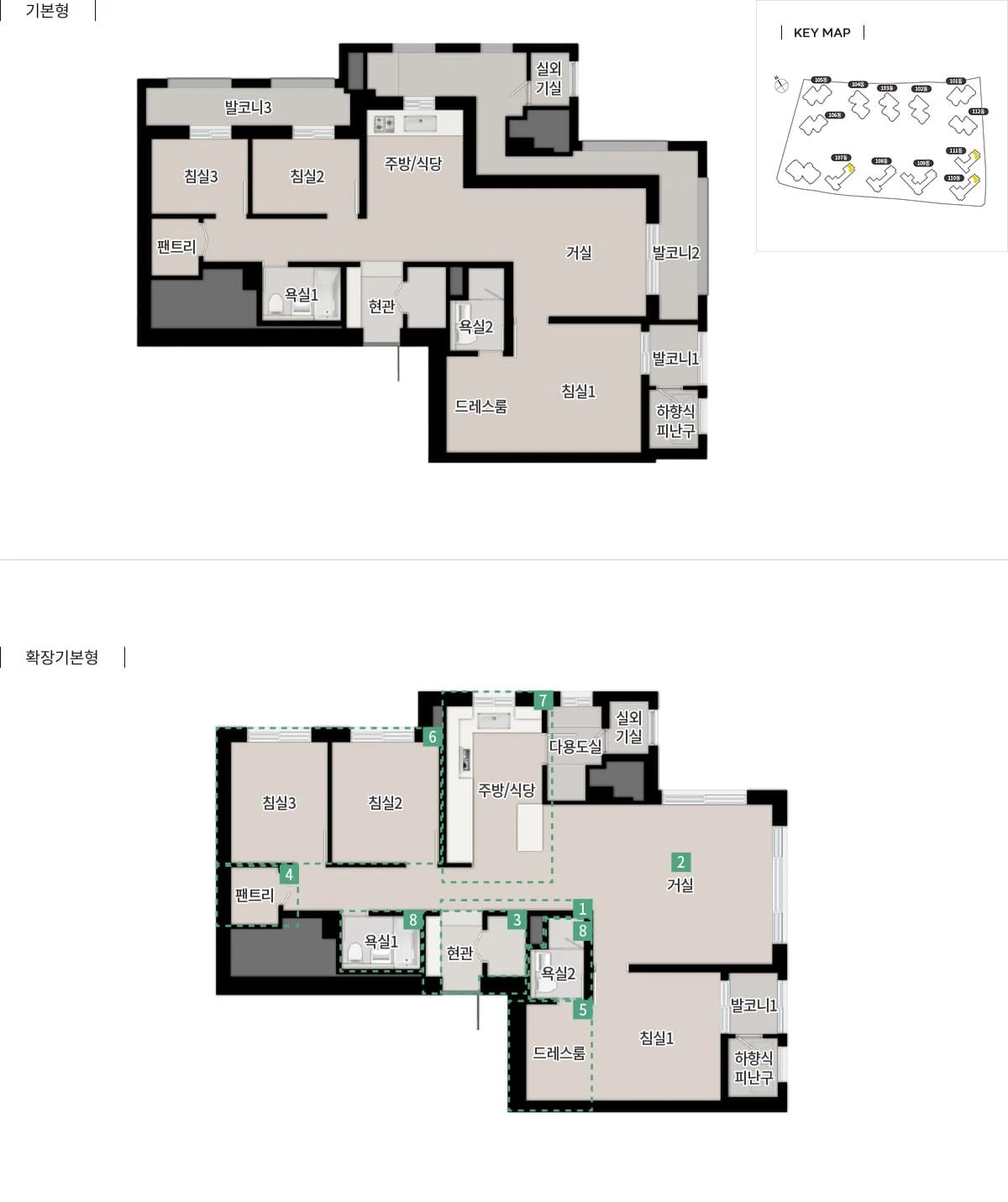 한강 푸르지오 리버프론트 84제곱미터 E타입 평면도