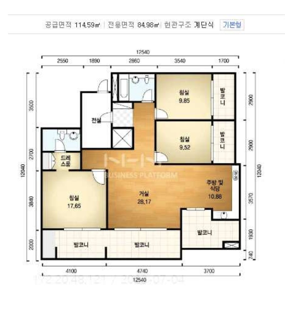 중산디아채 전용 84㎡ 평면도(공급 114.59㎡)