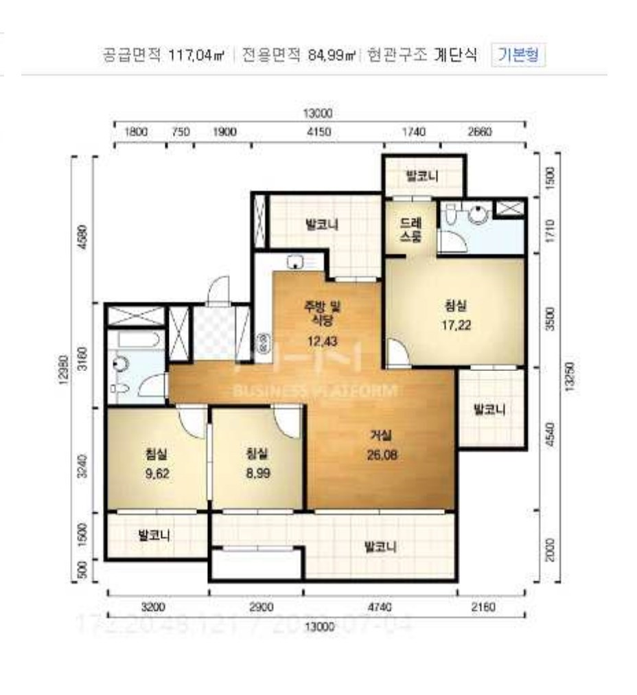중산디아채 전용 84㎡ 평면도(공급 117.04㎡)